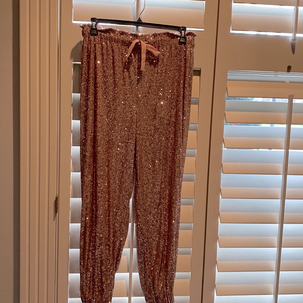 Free People gold sequin jogger